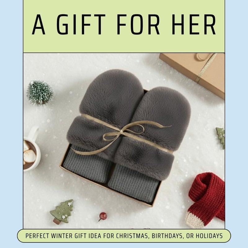 Funky Junque Faux Fur Flip Mittens Womens Warm Convertible Fingerless Gloves - Image 5